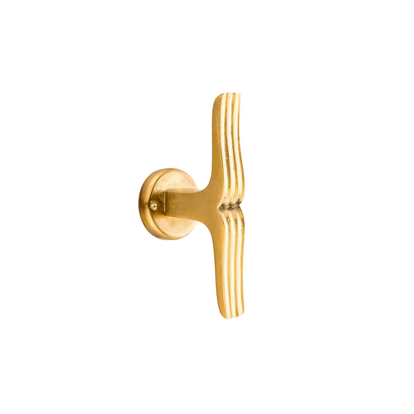 Novecento brass window handle double fluted - ilbronzetto