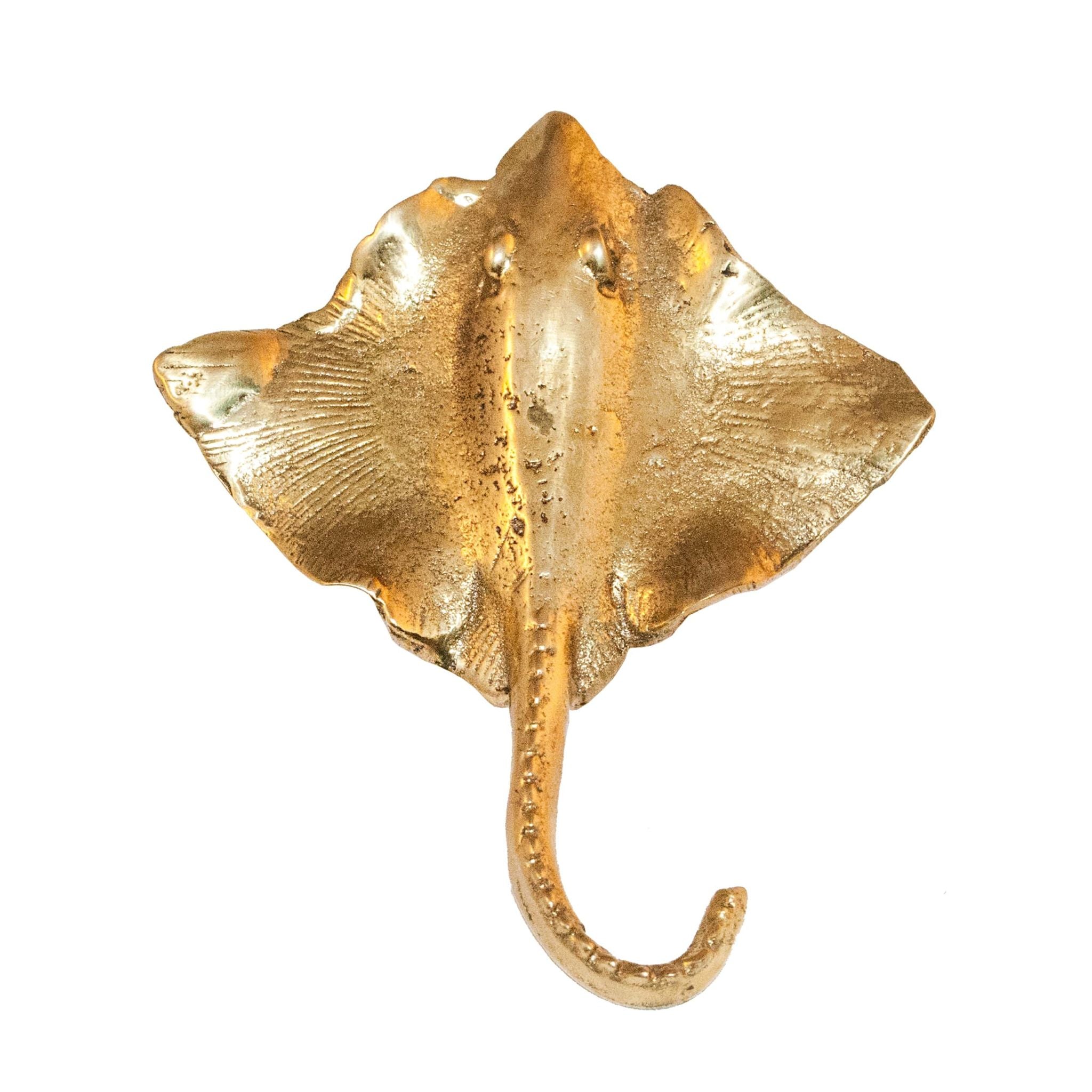 Ocean brass manta ray fish knob - ilbronzetto