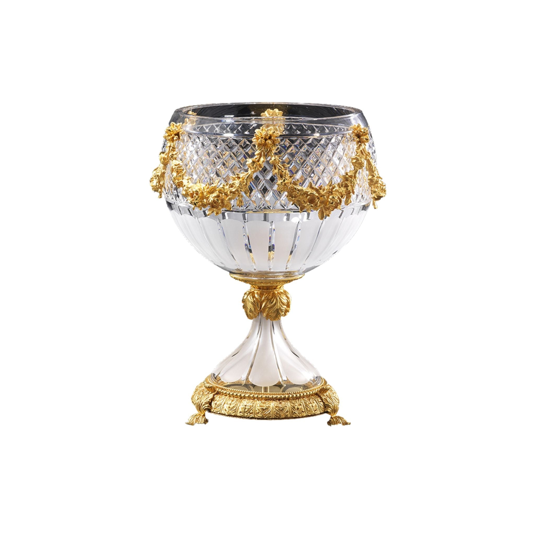 Reggia handgrined round cup with oval base - ilbronzetto