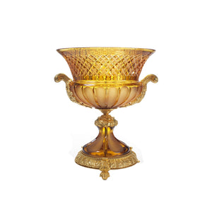 Vaso Reggia Medici in cristallo ambrato molato a mano - ilbronzetto