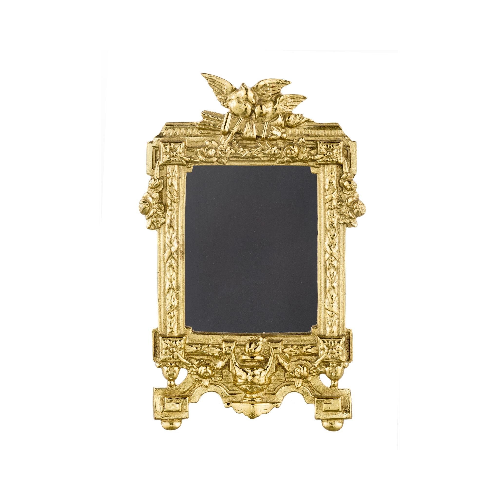 Sissi square brass frame with garland and doves - ilbronzetto