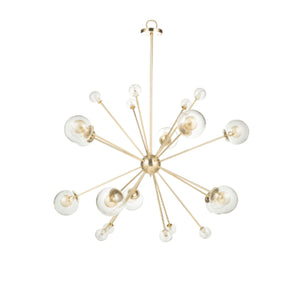 Sputnik brass chandelier with glass sphere - ilbronzetto