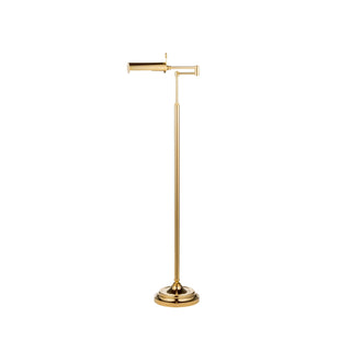 Studio adjustable brass floor lamp with cylindrical lampshade - ilbronzetto