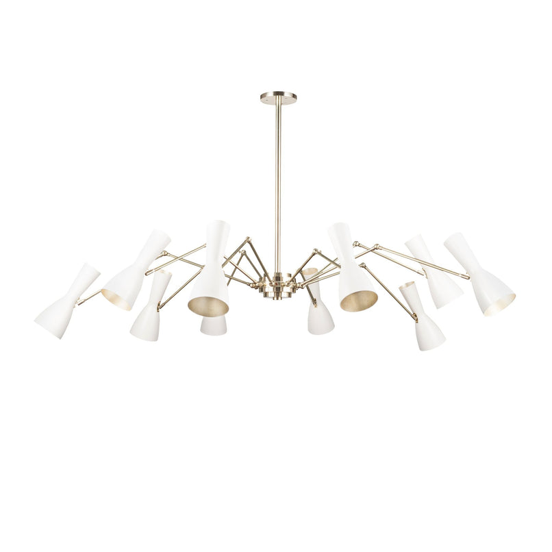 Wormhole cream brass ten joints chandelier - ilbronzetto