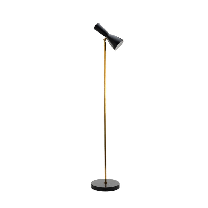 Wormhole jet black brass stand floor lamp - ilbronzetto
