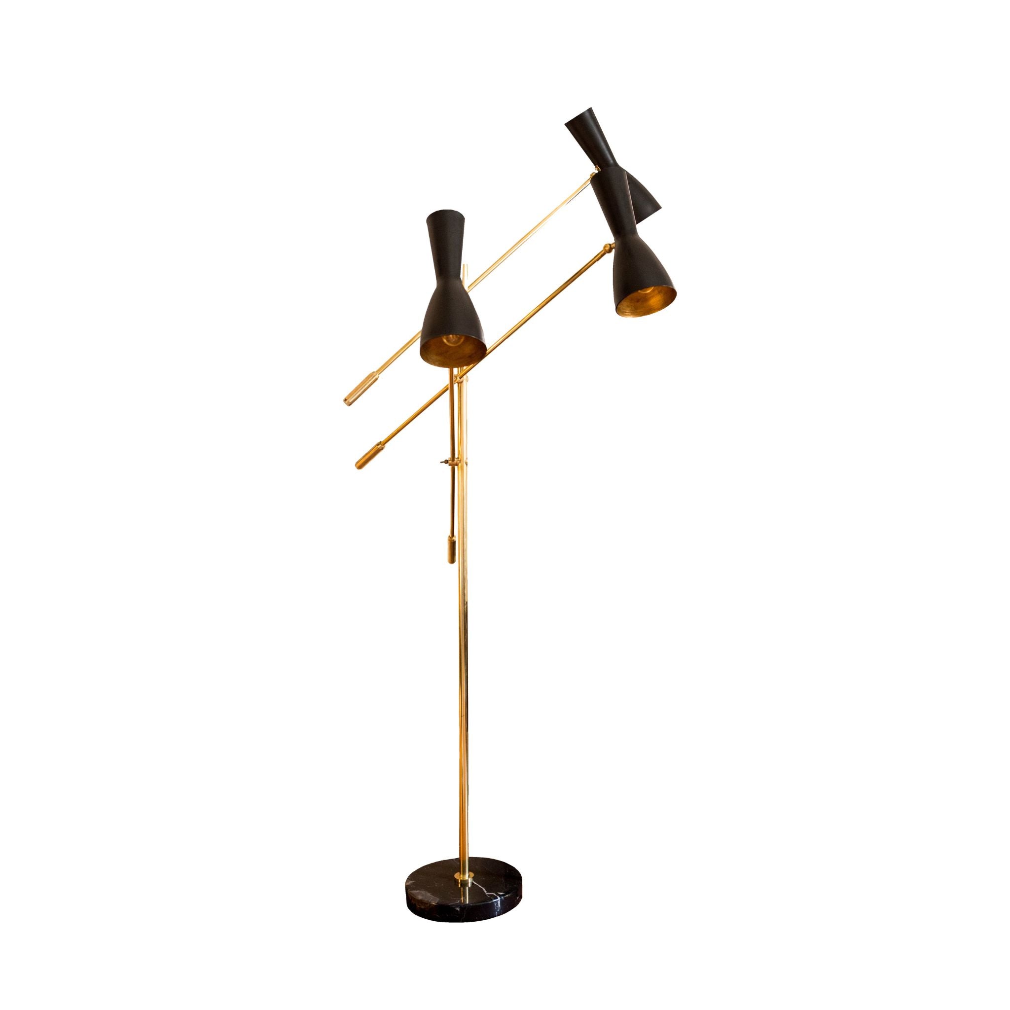 Wormhole jet black brass three joint arm stand floor lamp - ilbronzetto