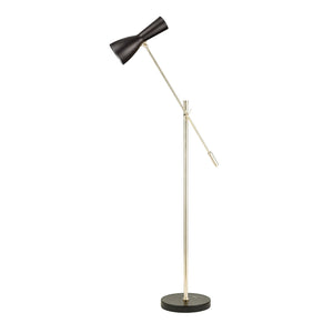 Wormhole jet black one joint arm brass stand floor lamp - ilbronzetto