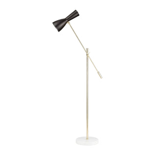 Wormhole jet black one joint arm brass stand floor lamp - ilbronzetto