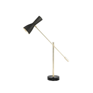 Wormhole jet black one joint arm brass table lamp - ilbronzetto