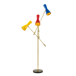 Wormhole multicolour brass three joint arm stand floor lamp - ilbronzetto