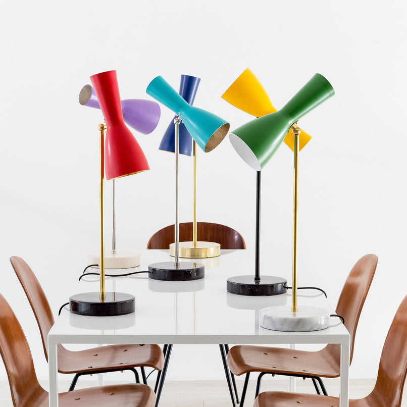 Wormhole zaphire blue brass table lamp - ilbronzetto