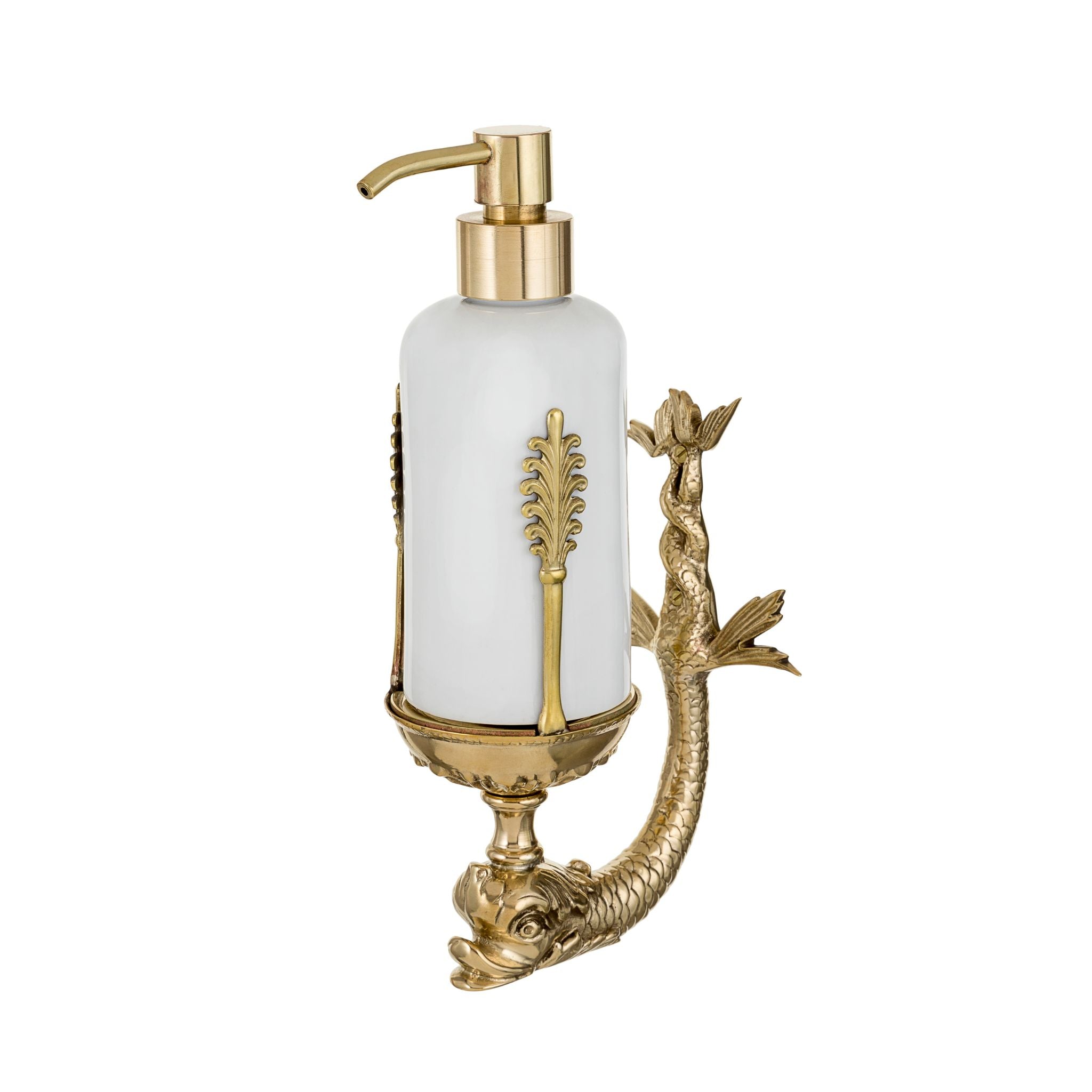 Zante brass and ceramic soap dispenser with dolphin - ilbronzetto