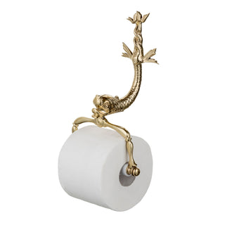 Zante brass toilet paper holder withdolphin - ilbronzetto