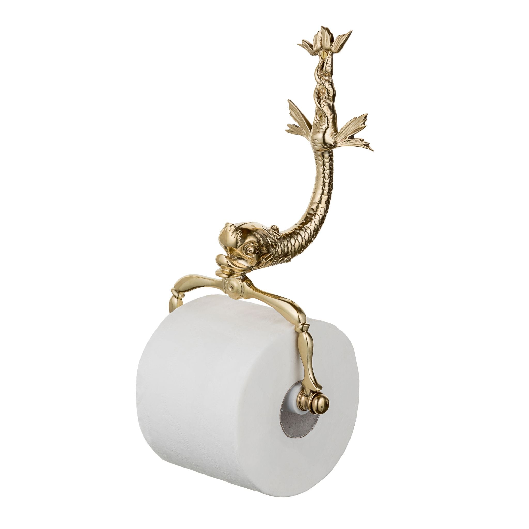 Zante toilet paper holder with brass dolphin – ilbronzetto