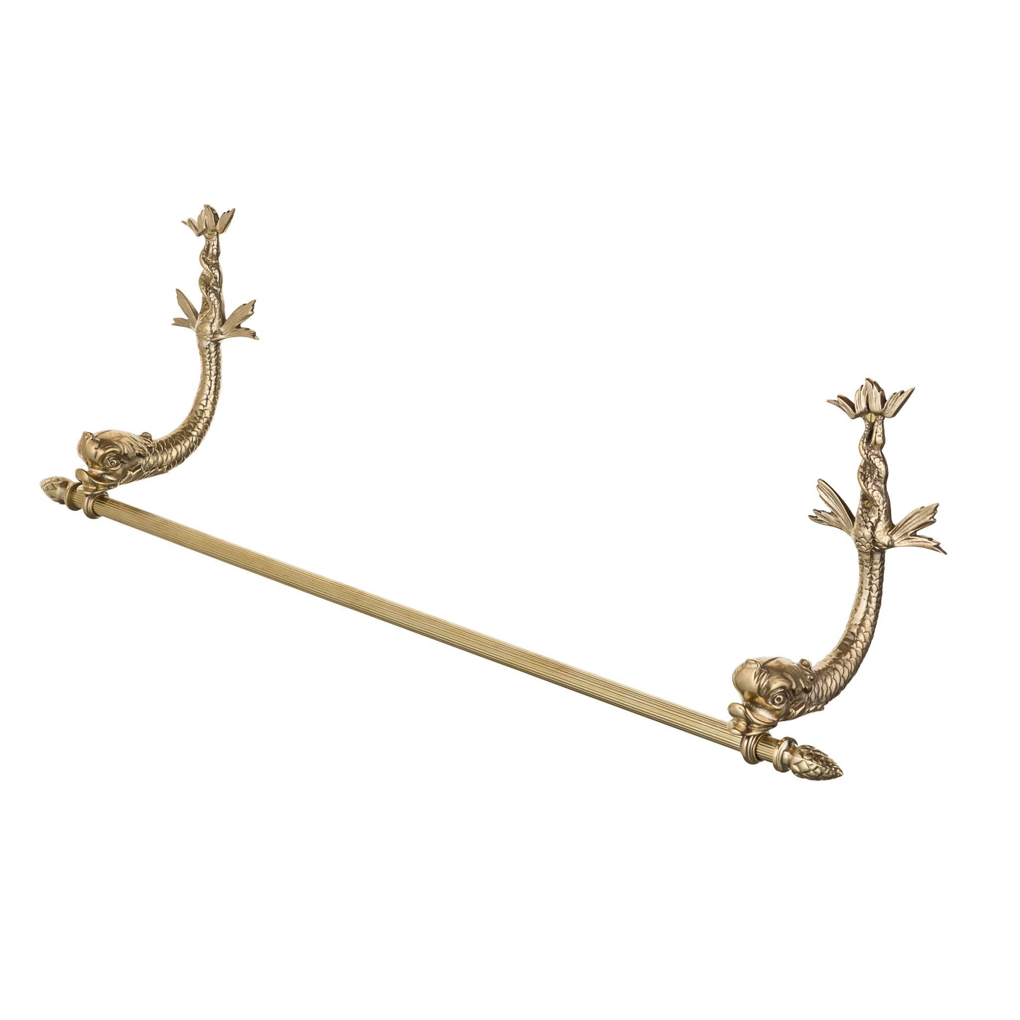 Zante brass towel holder with dolphins - ilbronzetto
