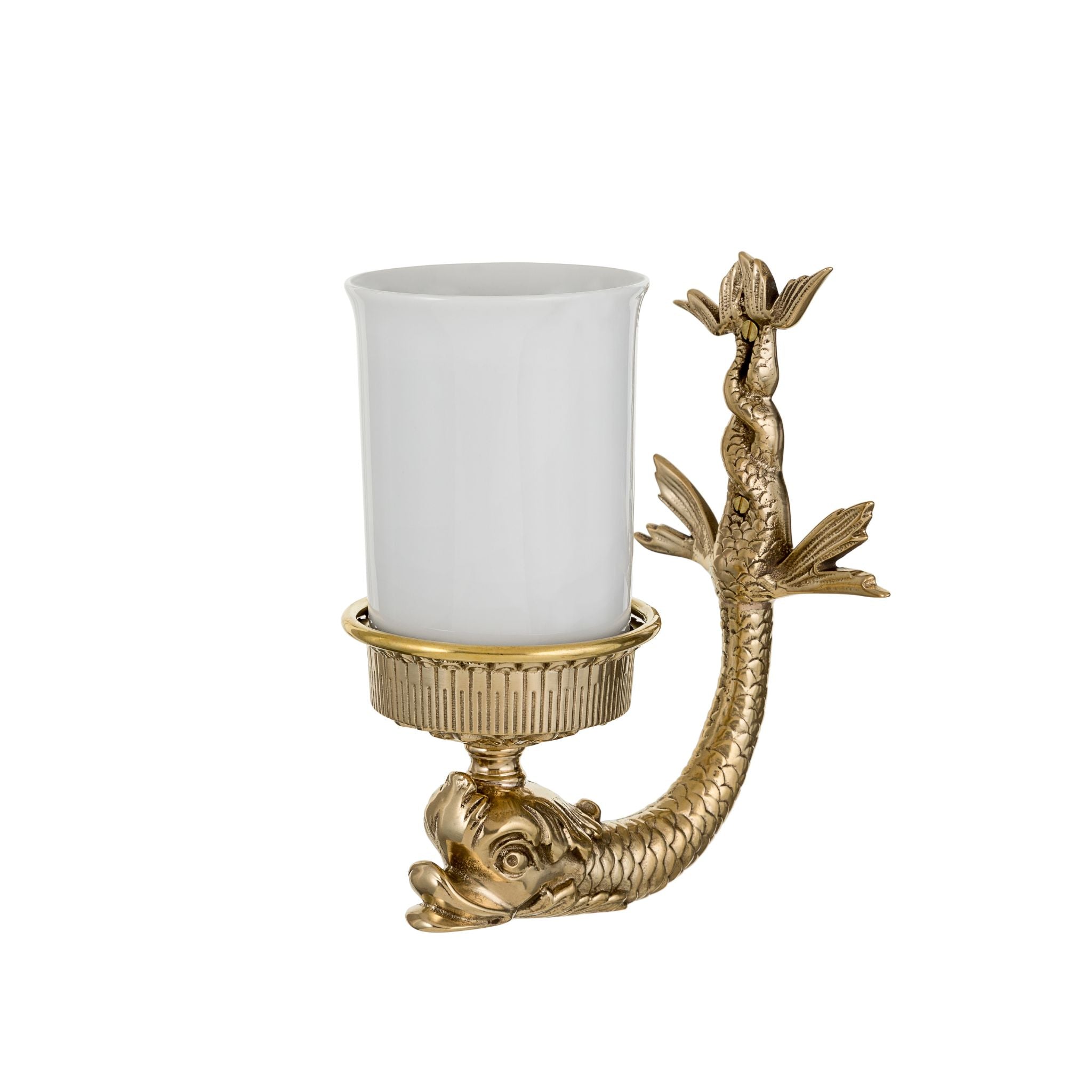 Zante ceramic and brass toothbrush holder with dolphin - ilbronzetto