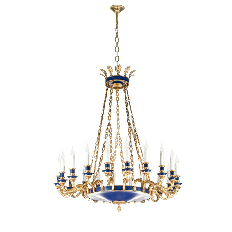 24 lights brass hand painted chandelier-ilbronzetto