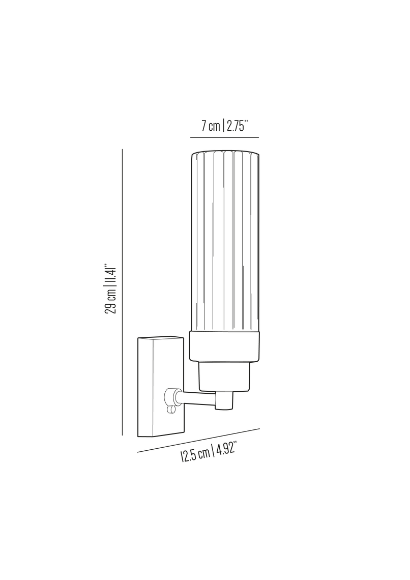 Canneté elongated brass wall light