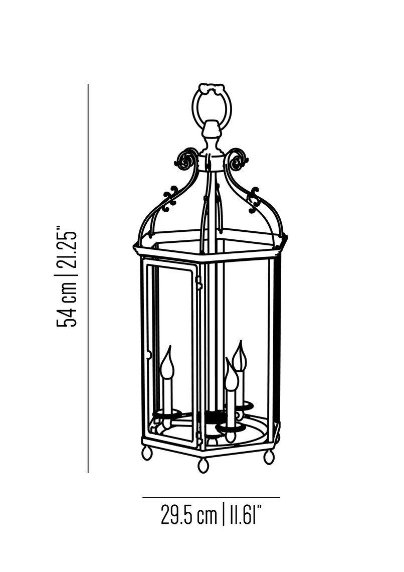 Eden brass hexagonal hanging lantern