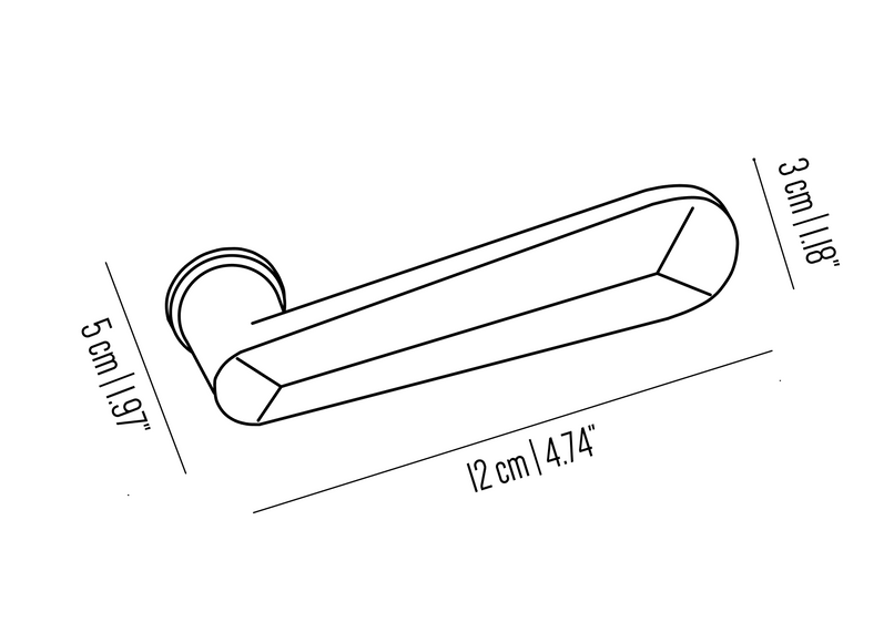 Novecento cuneiform brass door handle