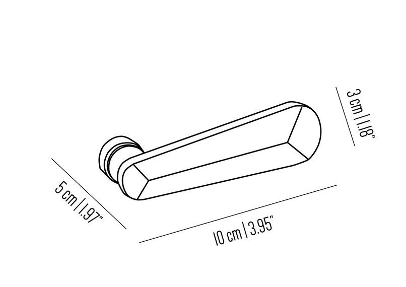 Novecento cuneiform brass door handle
