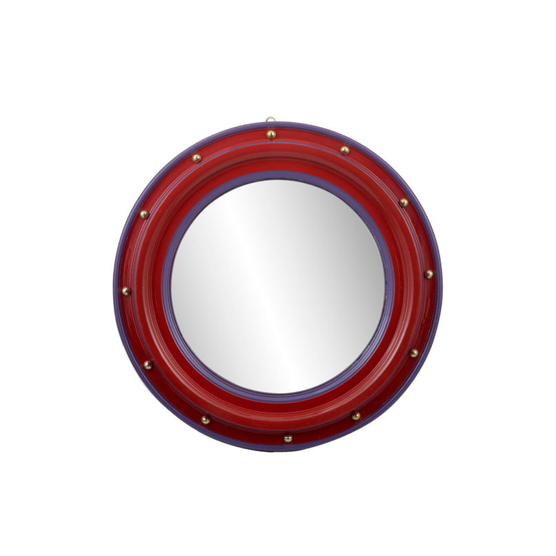 Fauna medium wood mirror with brass decorations