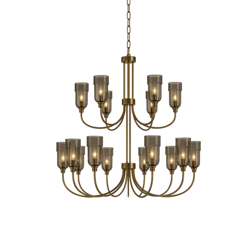 Jacaranda two tier brass chandelier