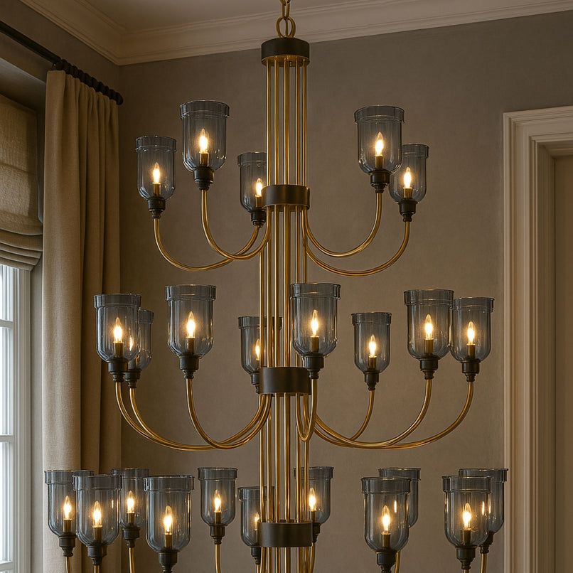 Jacaranda three tiers brass chandelier