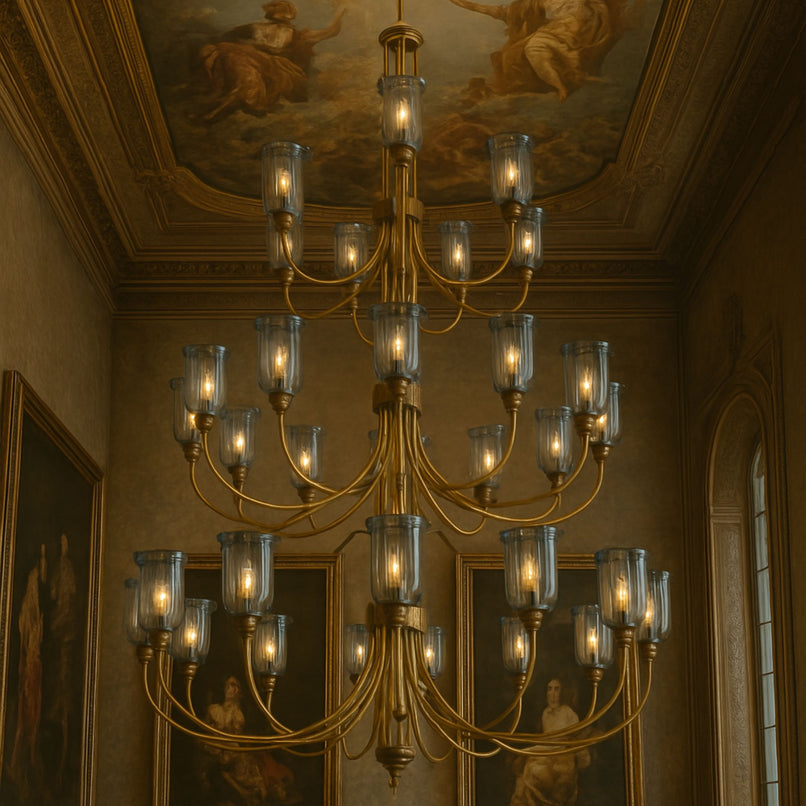 Jacaranda three tiers brass chandelier