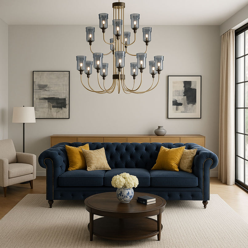 Jacaranda two tier brass chandelier