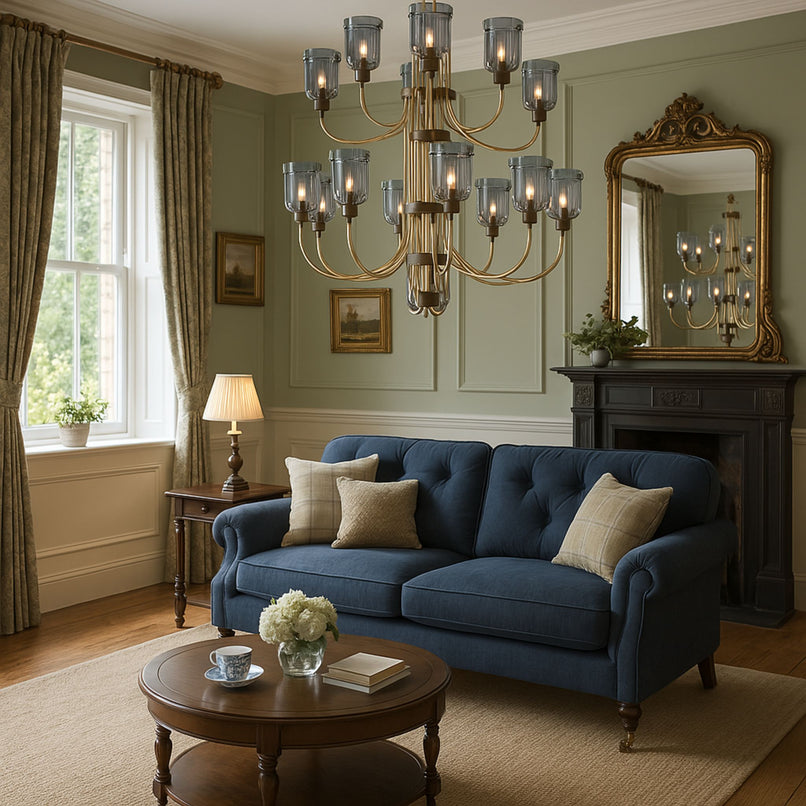 Jacaranda two tier brass chandelier