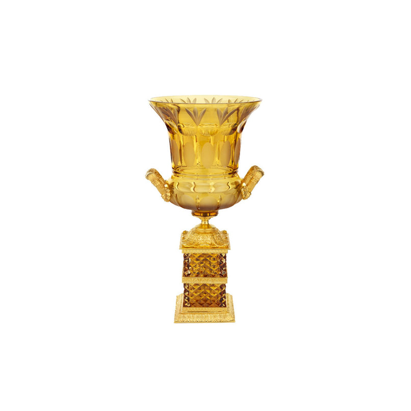 Reggia handgrinded amber Medici vase with handles