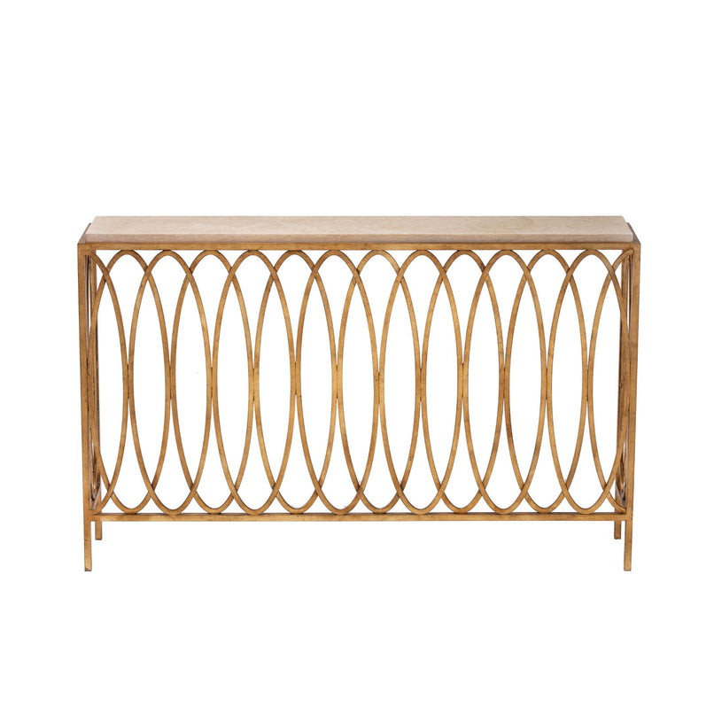 Novecento console with arches and gold leaf