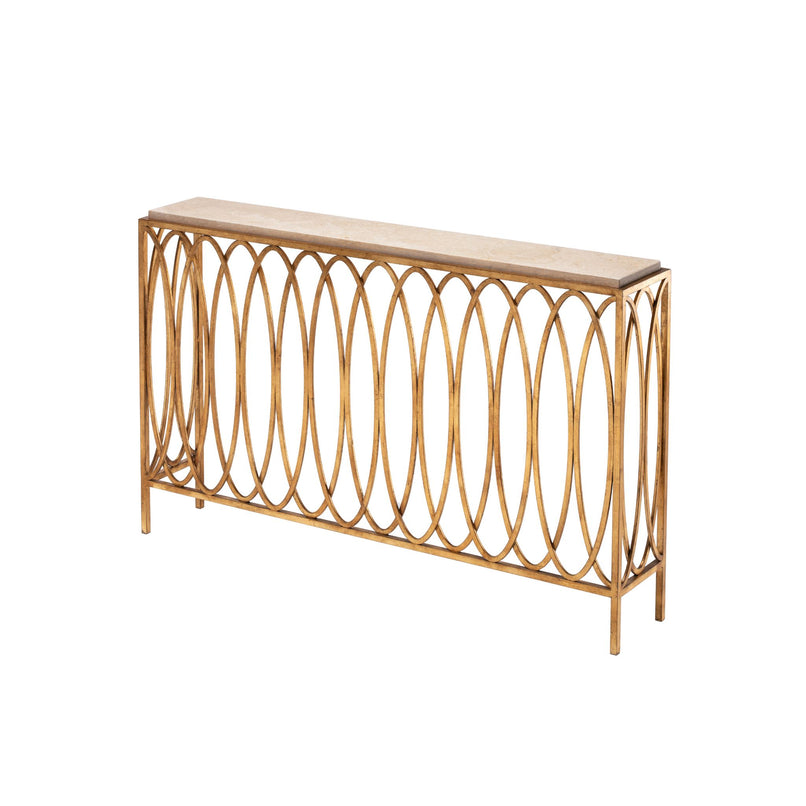 Novecento console with arches and gold leaf