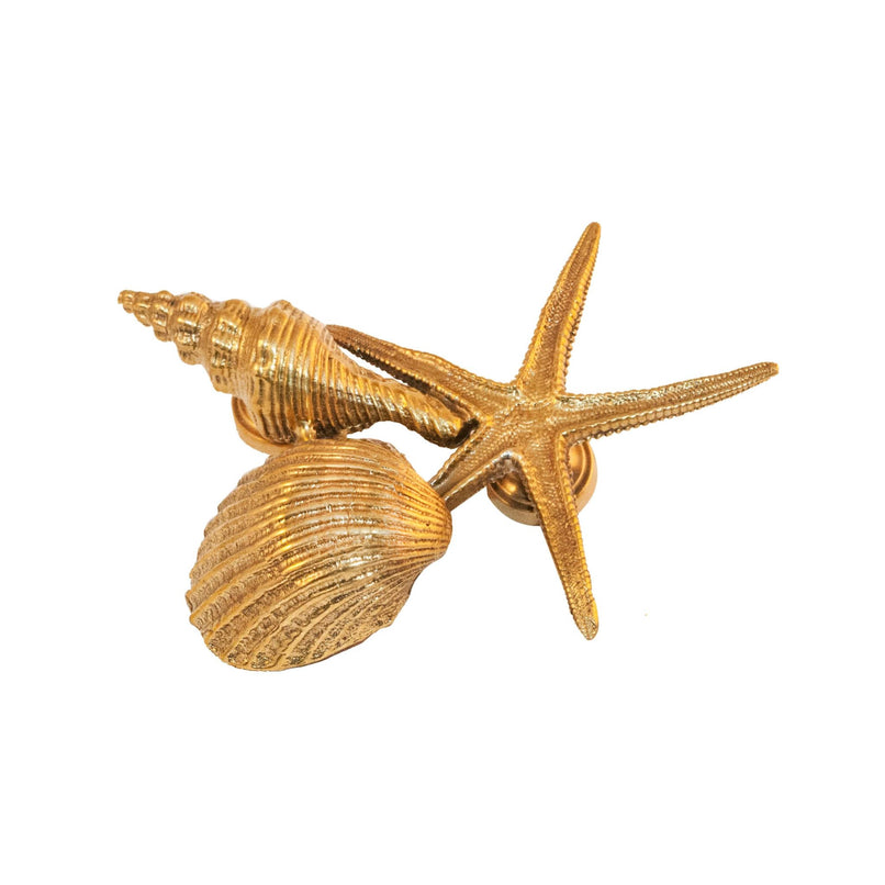 Oceano brass shell and sea star composition knob