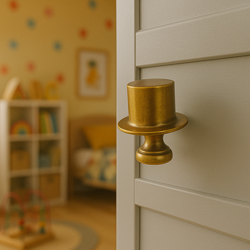 Kindergarten brass top hat knob