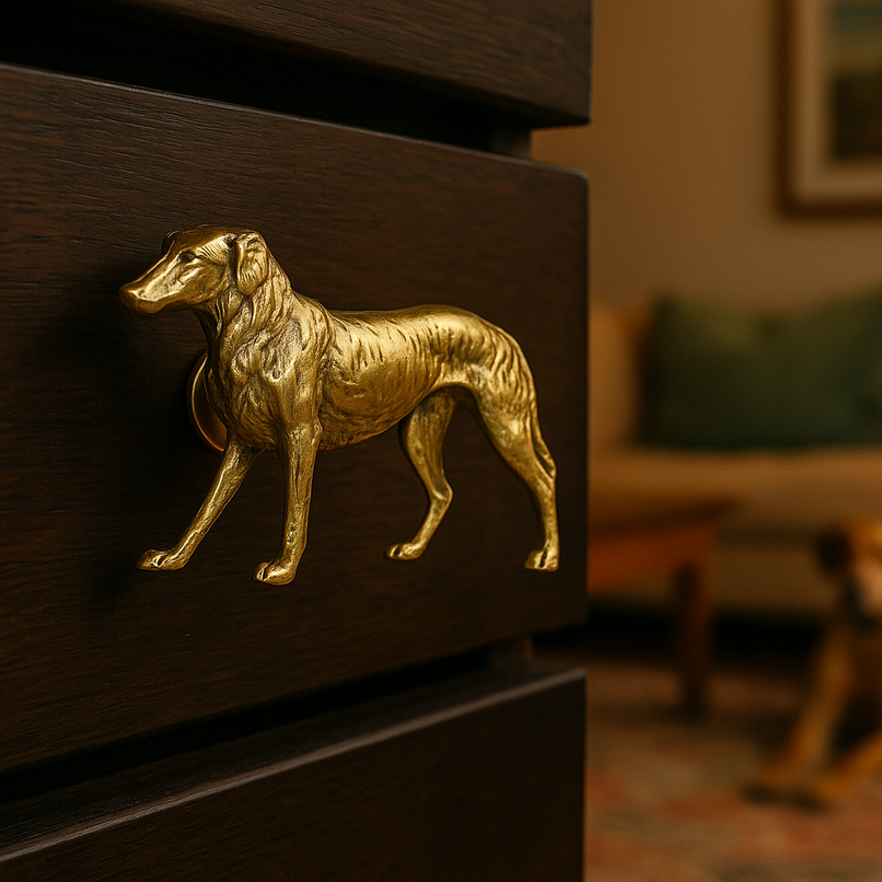 Borzoi brass knob