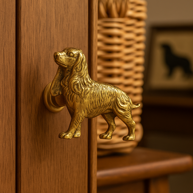 Cocker spaniel brass knob