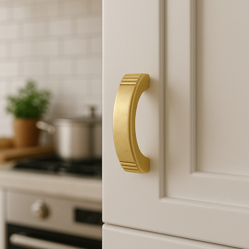 Contemporanea brass curved striped knob