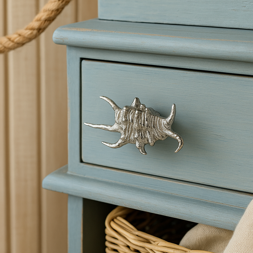 Oceano brass elaborated sea shell knob