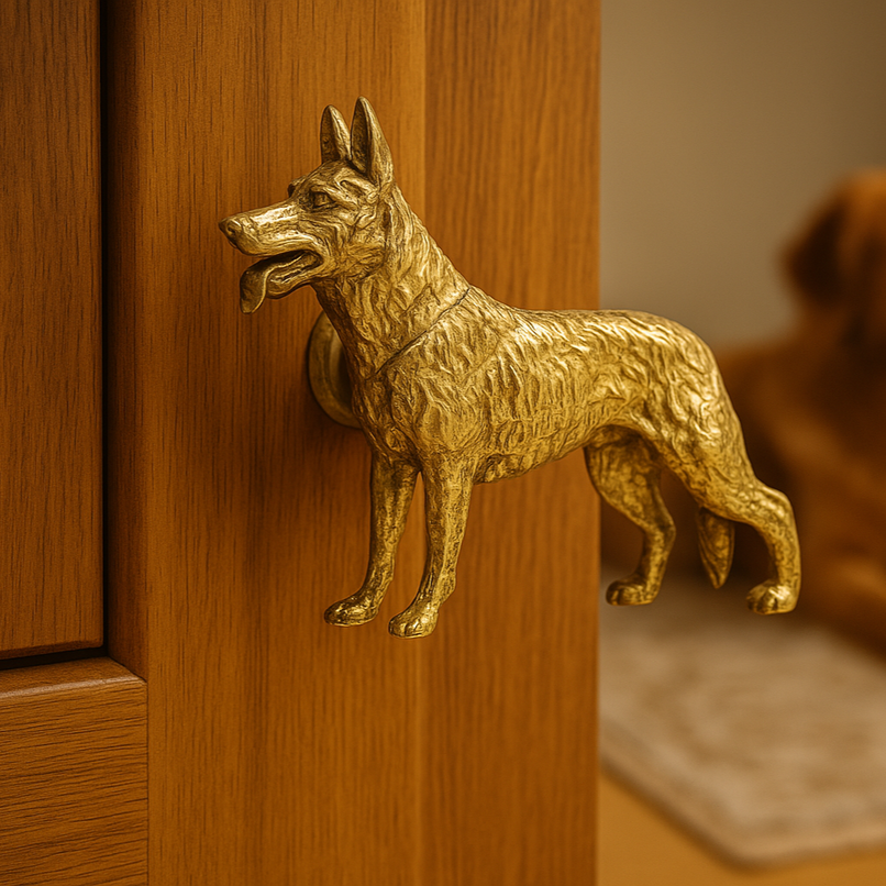 German Shepherd brass knob