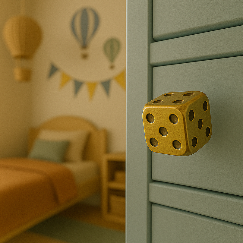 Kindergarten brass dice knob