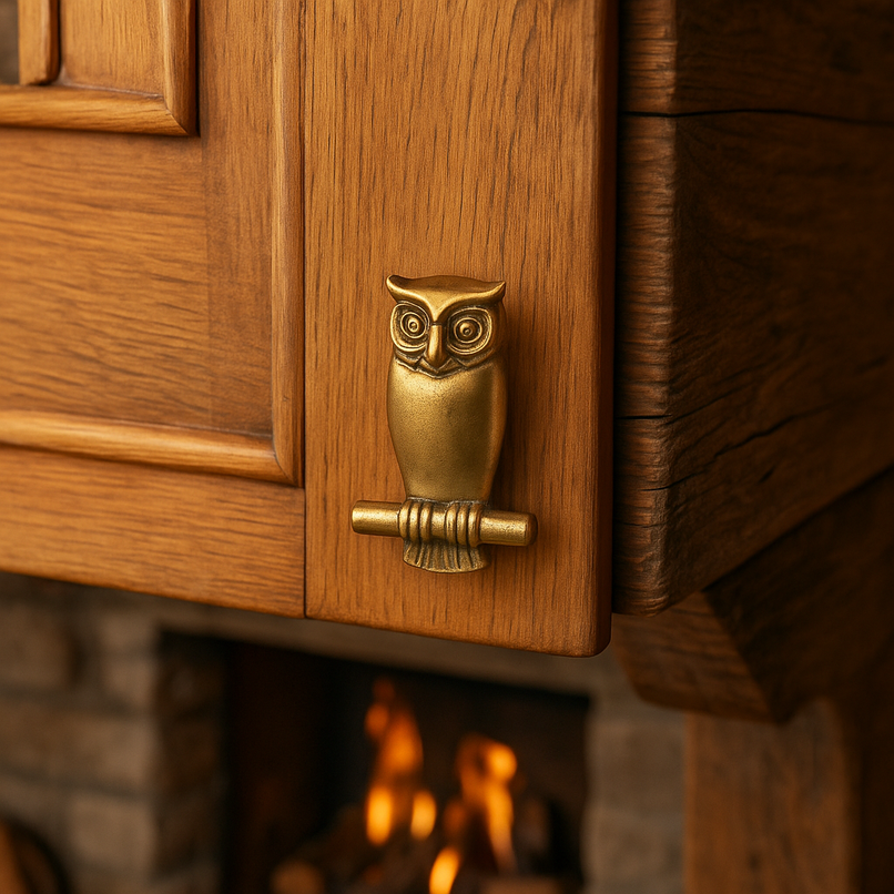 Chalet brass smooth owl knob