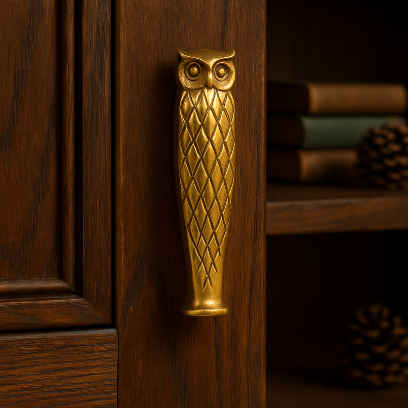 Chalet brass elongated owl knob