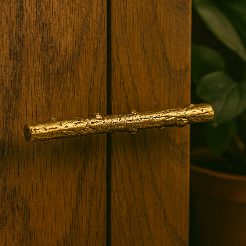 Chalet brass small rosehip branch knob