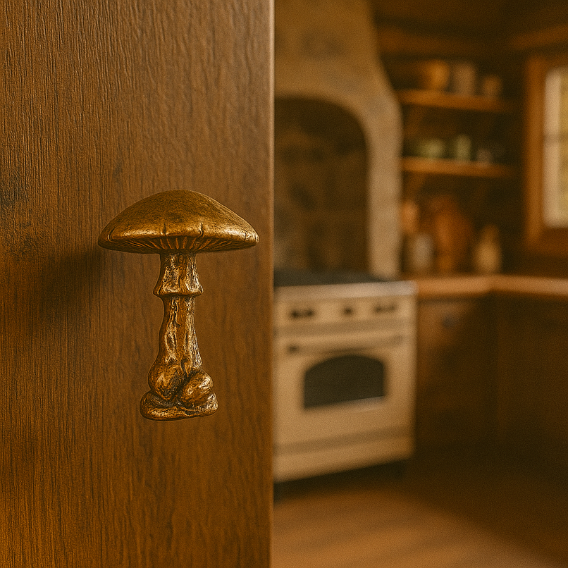 Chalet brass elongated mushroom knob