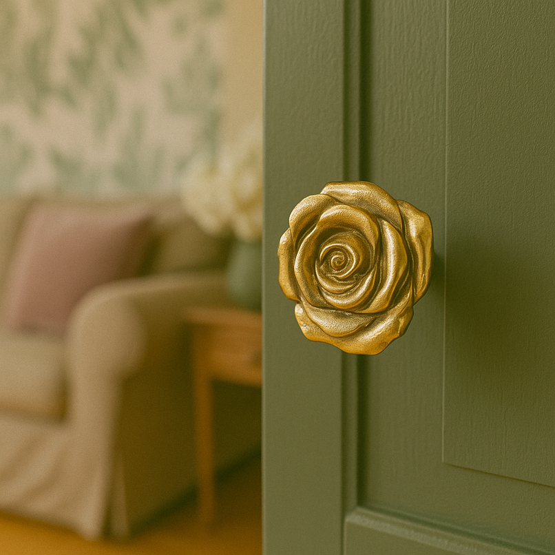 Flora brass rose knob