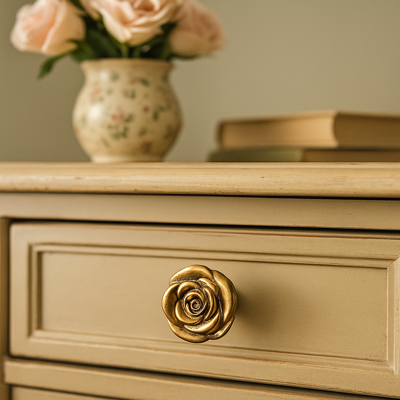 Flora brass small rose knob