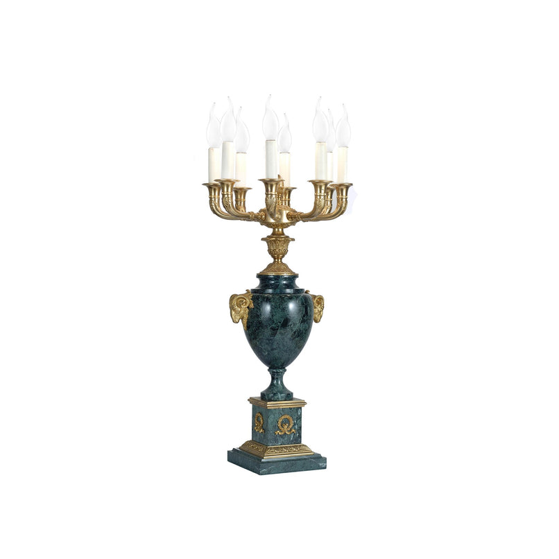 Reggia 8 lights marble and bronze aries candelabra