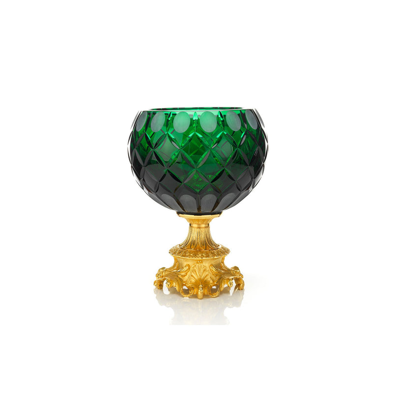 Reggia green crystal handgrinded round cup